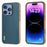 For iPhone 16 Pro Max ABEEL Electroplating Frame Genuine Leather Xiaoya Series Phone Case(Dark Green)
