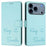 For iPhone 17 Pro Smile Embossing RFID Leather Phone Case(Mint Green)