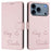 For iPhone 17 Pro Smile Embossing RFID Leather Phone Case(Pink)