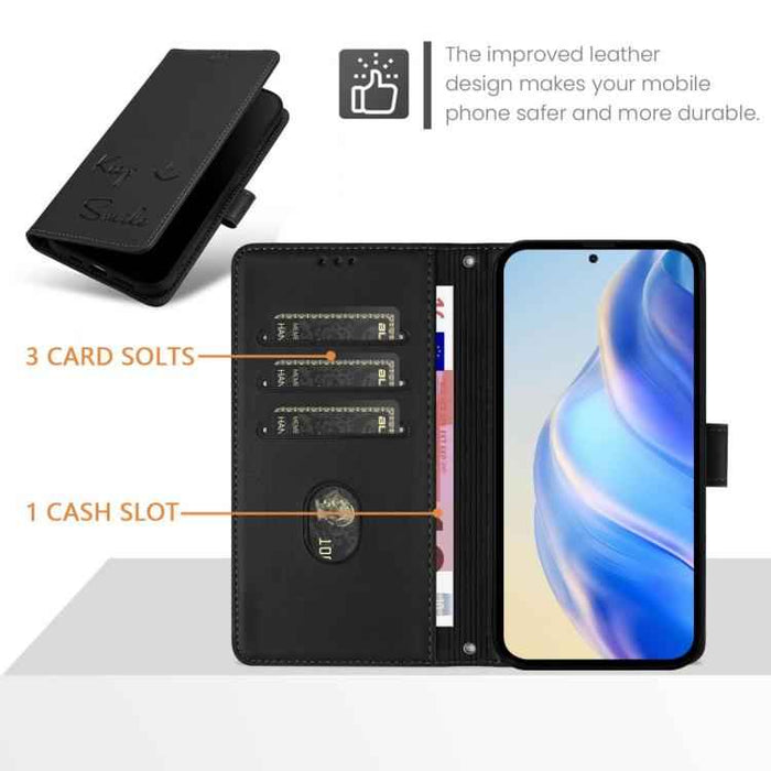 For iPhone 17 Pro Smile Embossing RFID Leather Phone Case(Black)
