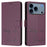 For iPhone 17 Pro Smile Embossing RFID Leather Phone Case(Violet)