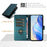 For iPhone 17 Pro Max Smile Embossing RFID Leather Phone Case(Peacock Green)