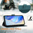 For iPhone 17 Pro Max Smile Embossing RFID Leather Phone Case(Peacock Green)