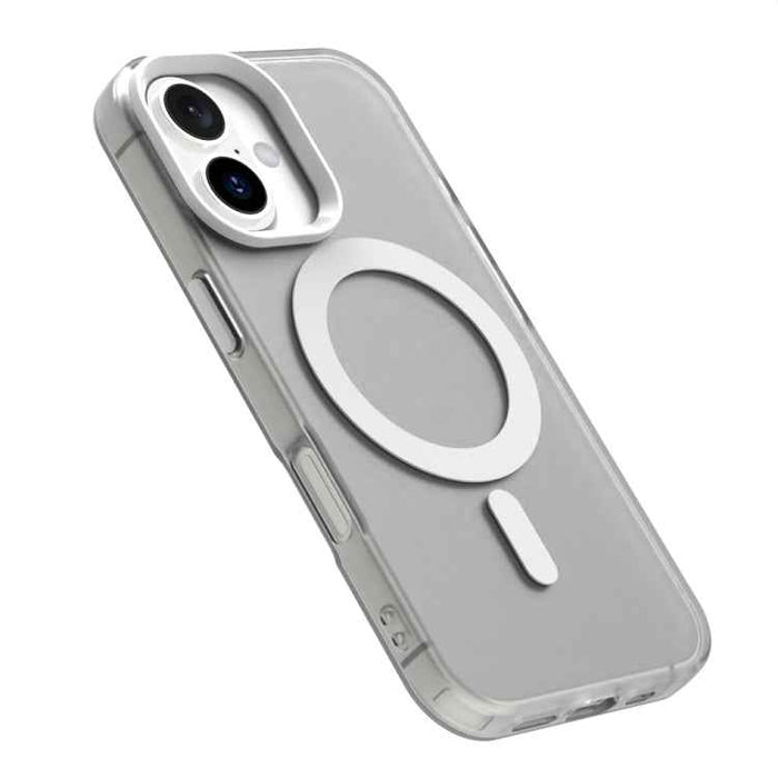 For iPhone 16 Candy Magsafe PC Hybrid TPU Phone Case(White)