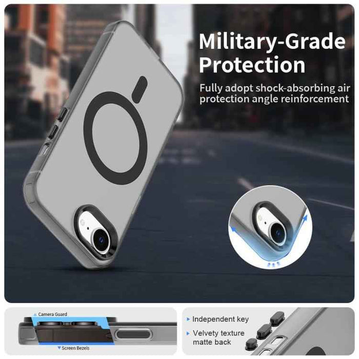 For iPhone 16e Candy Magsafe PC Hybrid TPU Phone Case(Black)