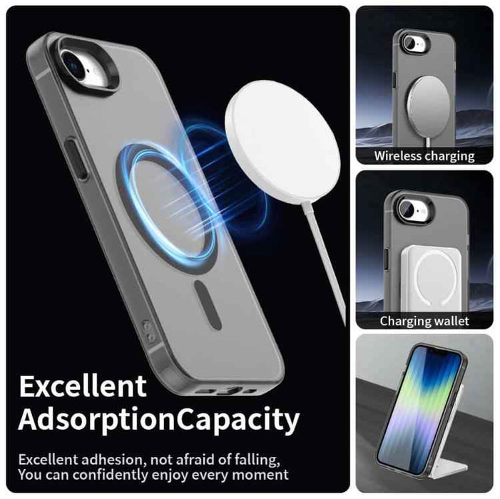 For iPhone 16e Candy Magsafe PC Hybrid TPU Phone Case(Black)