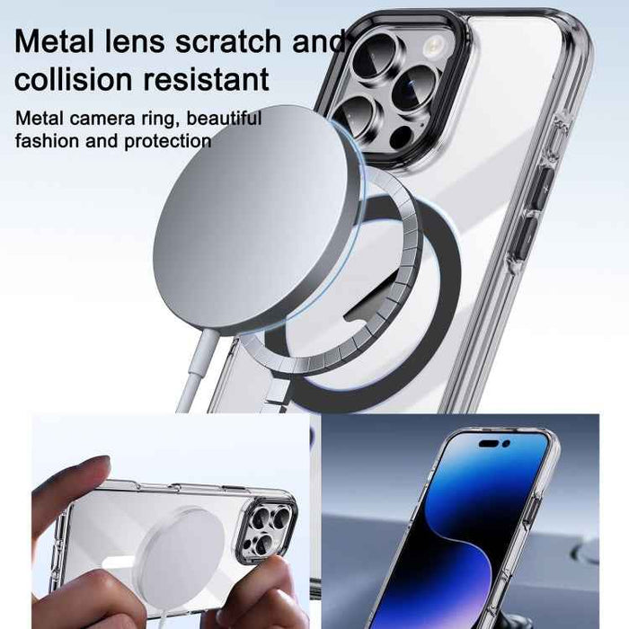 For iPhone 15 Airbag PC Hybrid TPU Magsafe Phone Case(Clear Blue)