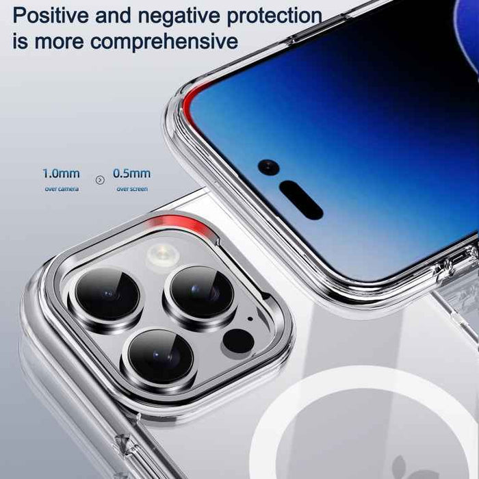 For iPhone 15 Airbag PC Hybrid TPU Magsafe Phone Case(Clear Blue)