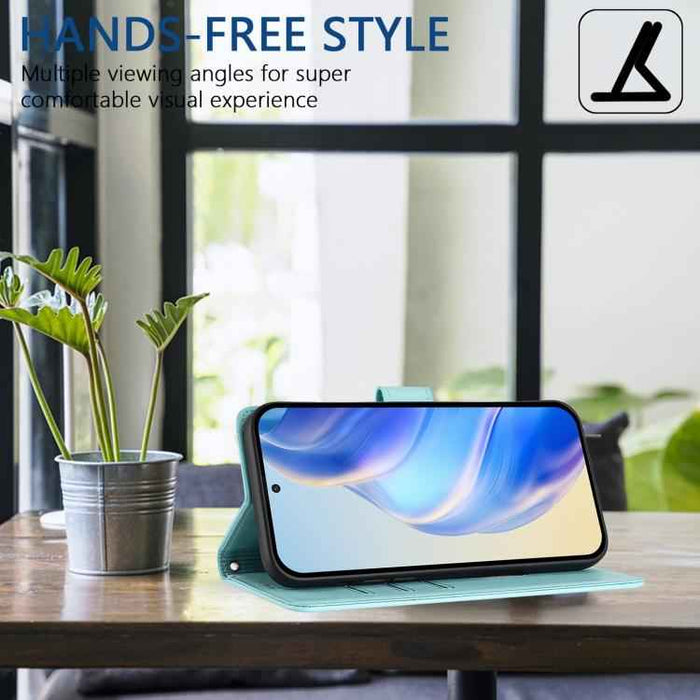For iPhone 17 Pro Honeycomb Embossing RFID Leather Phone Case(Mint Green)