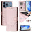 For iPhone 17 Pro Honeycomb Embossing RFID Leather Phone Case(Pink)