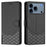 For iPhone 17 Pro Honeycomb Embossing RFID Leather Phone Case(Black)