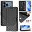 For iPhone 17 Pro Honeycomb Embossing RFID Leather Phone Case(Black)
