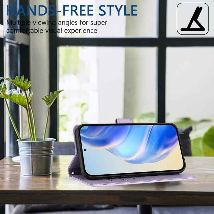 For iPhone 17 Pro Honeycomb Embossing RFID Leather Phone Case(Light Purple)