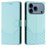 For iPhone 17 Pro Max Honeycomb Embossing RFID Leather Phone Case(Mint Green)