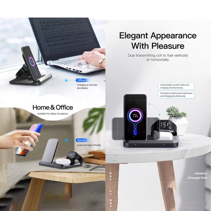 DW08 15W 3 in 1 Folding Wireless Charger(White)