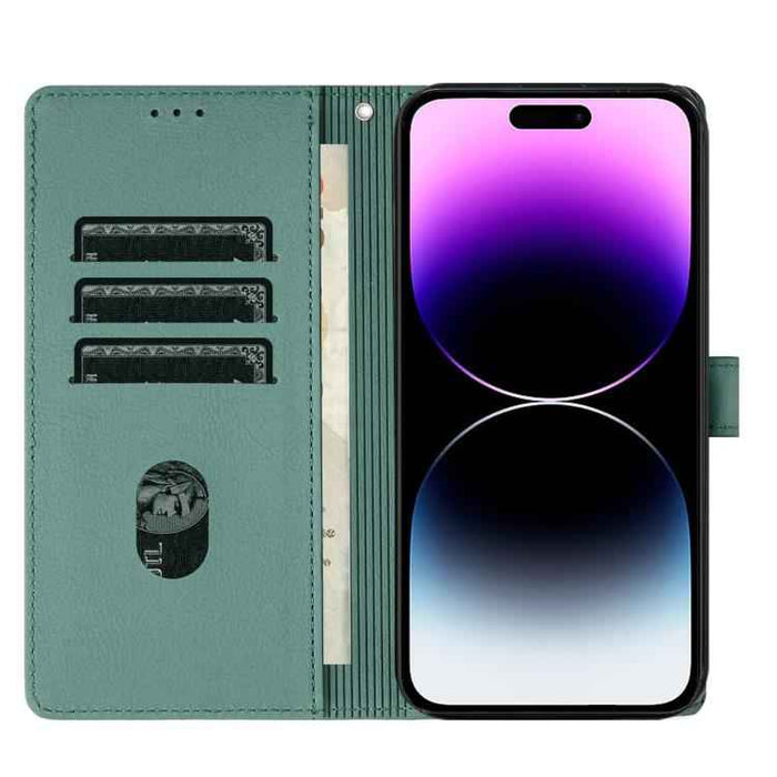 For iPhone 17 Pro Max Cartoon Elephant Embossed Leather Phone Case(Green)
