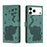For iPhone 17 Pro Max Cartoon Elephant Embossed Leather Phone Case(Green)