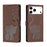 For iPhone 17 Pro Max Cartoon Elephant Embossed Leather Phone Case(Brown)