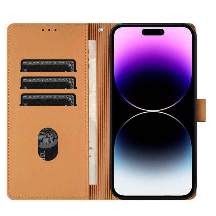 For iPhone 17 Pro Max Cartoon Elephant Embossed Leather Phone Case(Yellow)