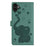 For iPhone 17 Cartoon Elephant Embossed Leather Phone Case(Green)