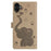 For iPhone 17 Cartoon Elephant Embossed Leather Phone Case(Khaki)