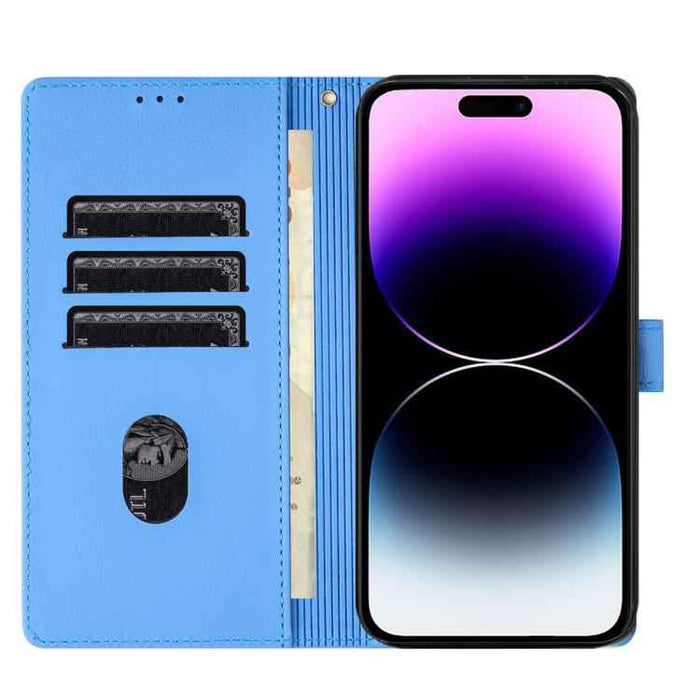 For iPhone 17 Air Cartoon Elephant Embossed Leather Phone Case(Blue)