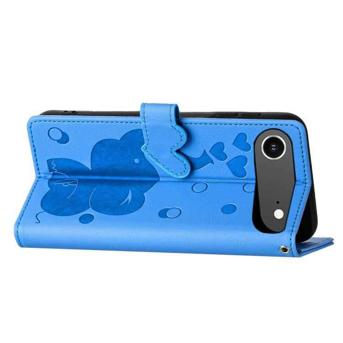 For iPhone 17 Air Cartoon Elephant Embossed Leather Phone Case(Blue)