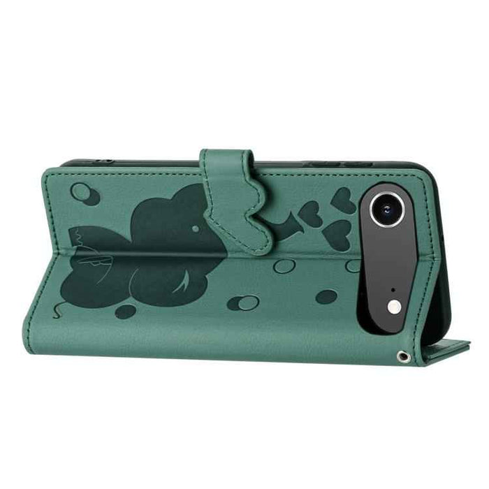 For iPhone 17 Air Cartoon Elephant Embossed Leather Phone Case(Green)