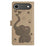 For iPhone 17 Air Cartoon Elephant Embossed Leather Phone Case(Khaki)