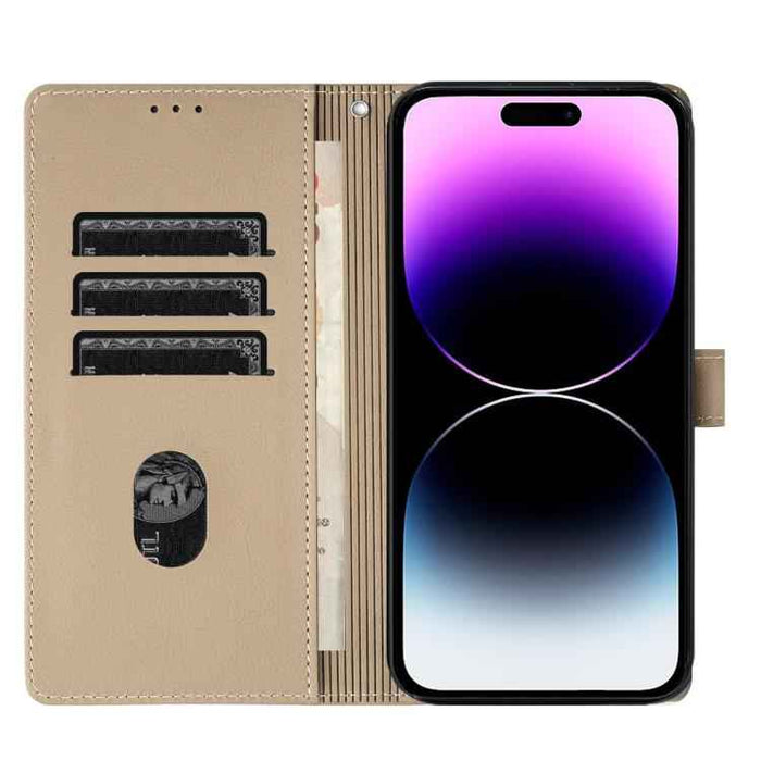 For iPhone 17 Air Cartoon Elephant Embossed Leather Phone Case(Khaki)