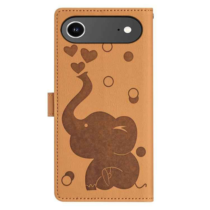 For iPhone 17 Air Cartoon Elephant Embossed Leather Phone Case(Yellow)