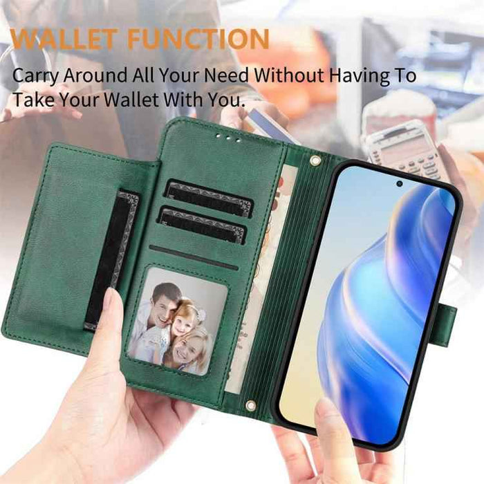 For iPhone 17 Pro Multi-Card Slots Zipper Wallet Leather Phone Case(Green)
