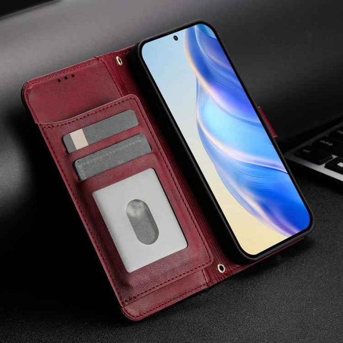 For iPhone 17 Pro Multi-Card Slots Zipper Wallet Leather Phone Case(Dark Red)
