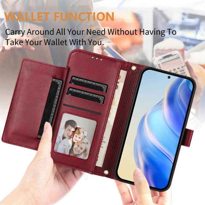 For iPhone 17 Pro Multi-Card Slots Zipper Wallet Leather Phone Case(Dark Red)