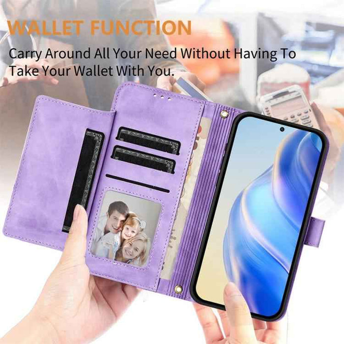For iPhone 17 Pro Multi-Card Slots Zipper Wallet Leather Phone Case(Purple)