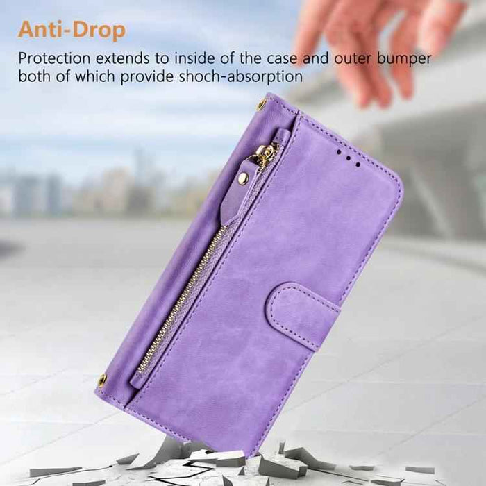 For iPhone 17 Pro Multi-Card Slots Zipper Wallet Leather Phone Case(Purple)