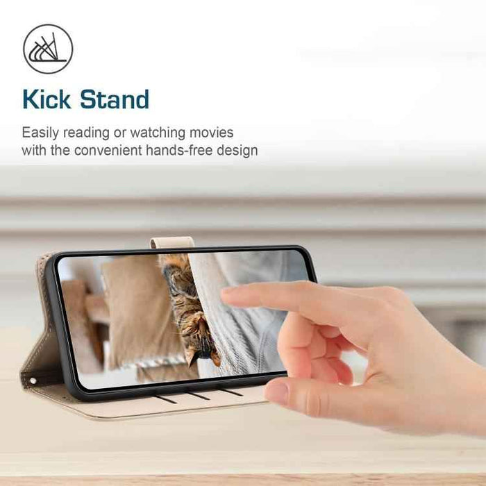 For iPhone 17 Pro Max Embossed Kitten Phone Leather Case with Lanyard(Beige)
