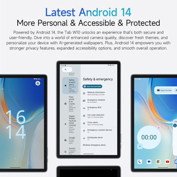 Ulefone Tab W10 WiFi Tablet PC, 10.1 inch Android 14 Unisoc T606 Octa Core, EU Plug