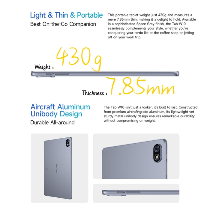Ulefone Tab W10 WiFi Tablet PC, 10.1 inch Android 14 Unisoc T606 Octa Core, EU Plug