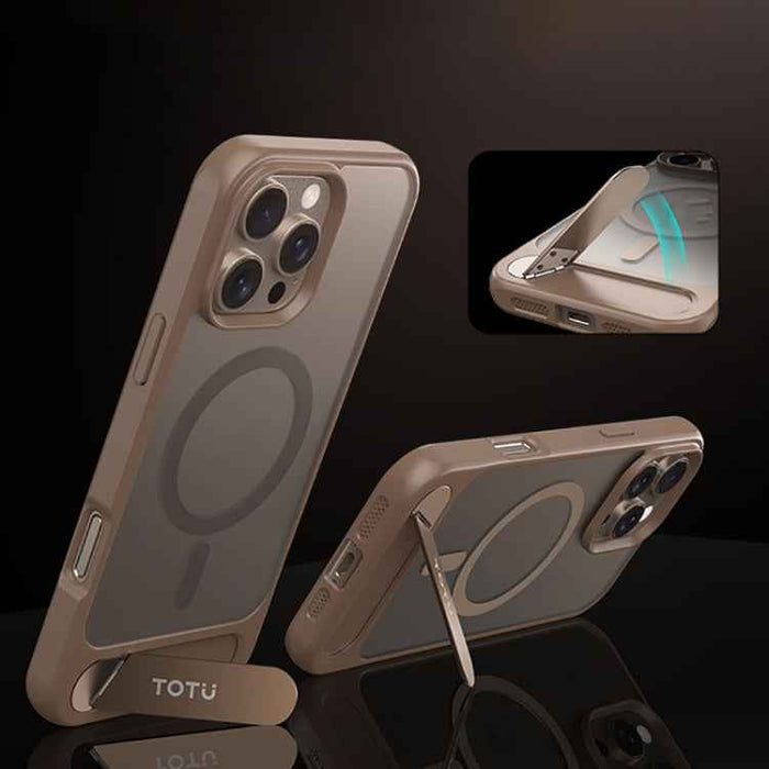 For iPhone 16 Pro Max TOTU PC-25 Skin Feel MagSafe Magnetic Stand Phone Case(Gold)