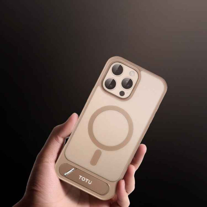 For iPhone 16 Pro TOTU PC-25 Skin Feel MagSafe Magnetic Stand Phone Case(Gold)