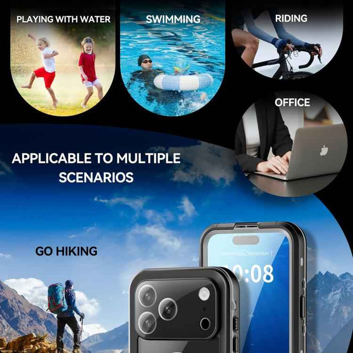 For iPhone 17 Pro Max RedPepper Transparent Dot IP68 Waterproof Triple-proof MagSafe Phone Case(Black Dark Grey)