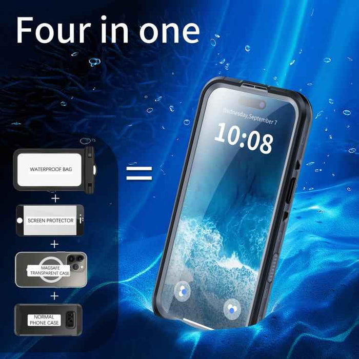 For iPhone 17 Air RedPepper Transparent Dot IP68 Waterproof Triple-proof MagSafe Phone Case(Black Dark Grey)