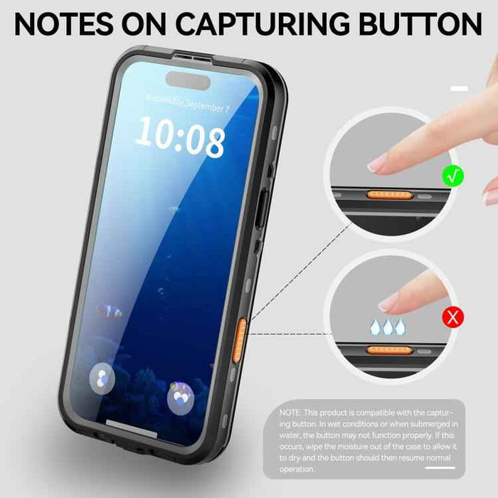 For iPhone 17 Air RedPepper Transparent Dot IP68 Waterproof Triple-proof MagSafe Phone Case(Black Dark Grey)
