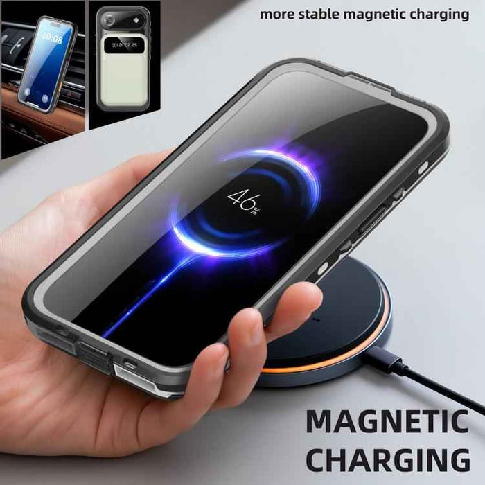 For iPhone 17 Air RedPepper Transparent Dot IP68 Waterproof Triple-proof MagSafe Phone Case(Black Dark Grey)