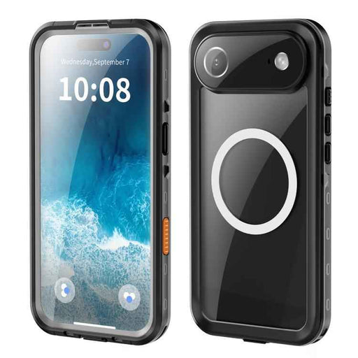 For iPhone 17 Air RedPepper Transparent Dot IP68 Waterproof Triple-proof MagSafe Phone Case(Black Dark Grey)