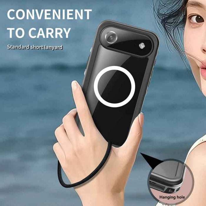 For iPhone 17 Air RedPepper Transparent Dot IP68 Waterproof Triple-proof MagSafe Phone Case(Black Dark Grey)