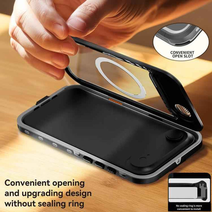For iPhone 17 Air RedPepper Transparent Dot IP68 Waterproof Triple-proof MagSafe Phone Case(Black Dark Grey)