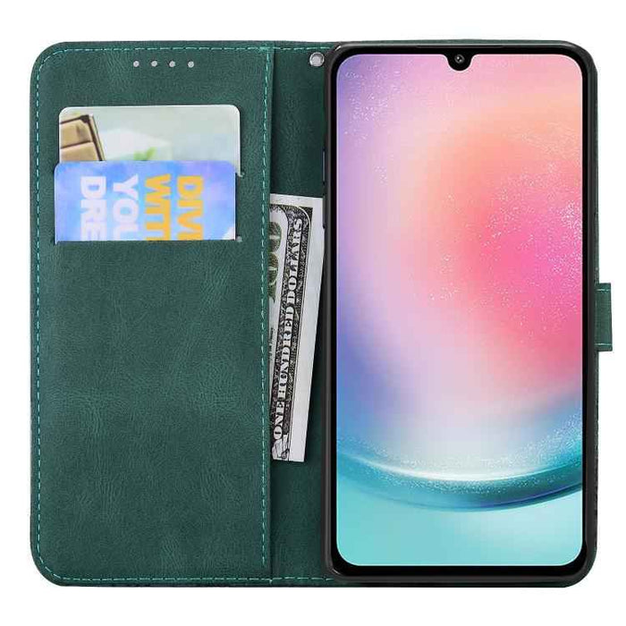 For Samsung Galaxy S25 FE 5G Retro Skin Feel Butterflies Embossing Horizontal Flip Leather Phone Case(Green)