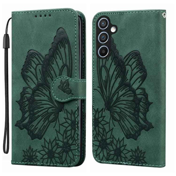 For Samsung Galaxy S25 FE 5G Retro Skin Feel Butterflies Embossing Horizontal Flip Leather Phone Case(Green)